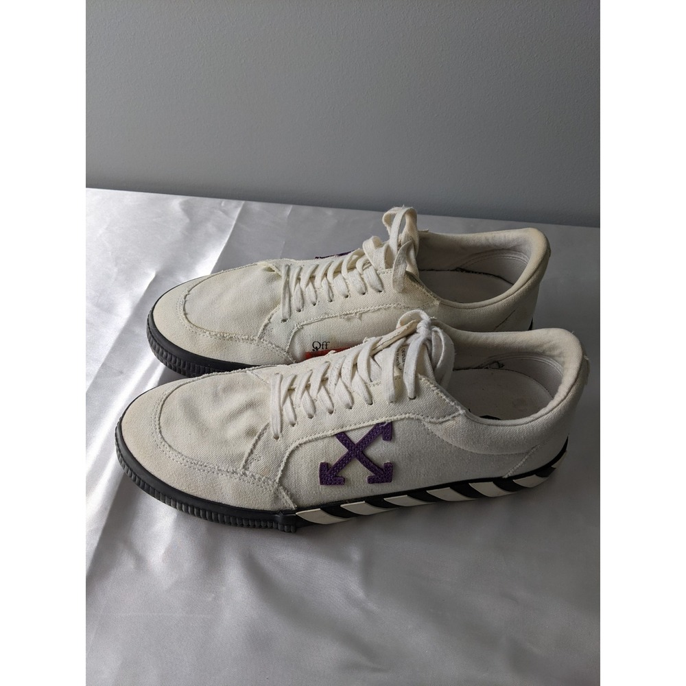 Off-White Low Vulcanized Canvas Sneakers White Purple Mens Size 13 EU 46